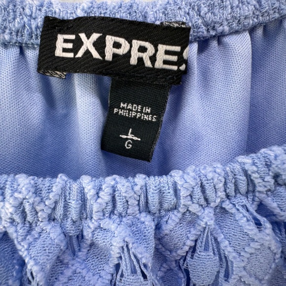 Express Light Blue Lace Crop Top - Picture 5 of 7